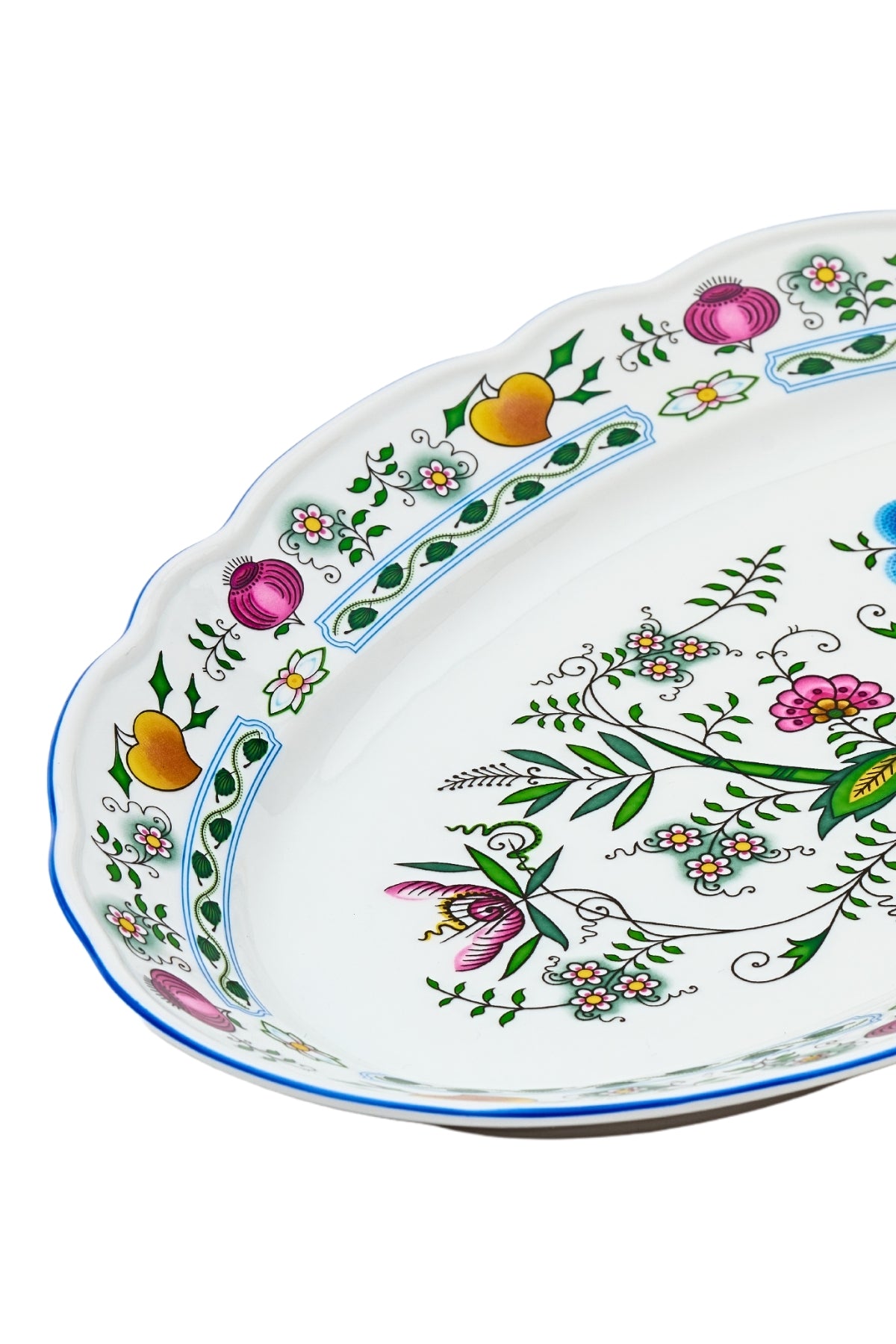 CESKY PORCELAN DUBİ 1860 Cibulak Oval Tabak Renkli