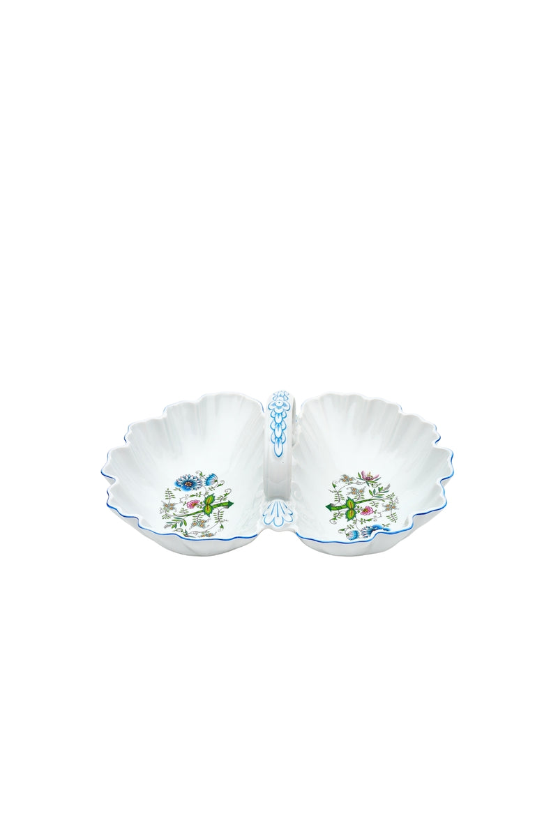 CESKY PORCELAN DUBİ 1860 Cibulak Birleşik 2 Bölümlü Ufak Tabak Renkli