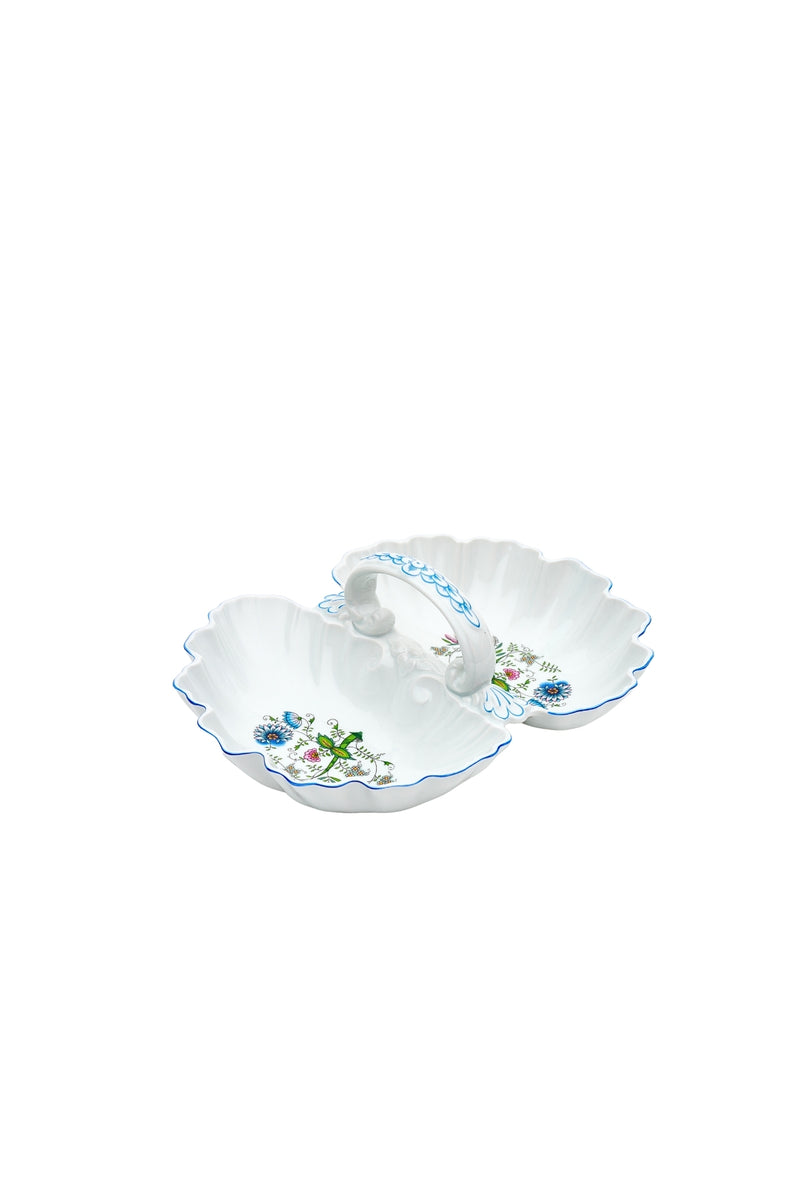 CESKY PORCELAN DUBİ 1860 Cibulak Birleşik 2 Bölümlü Ufak Tabak Renkli