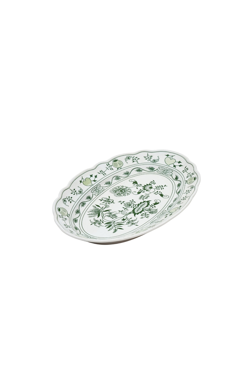 CESKY PORCELAN DUBİ 1860 Cibulak Oval Tabak Yeşil