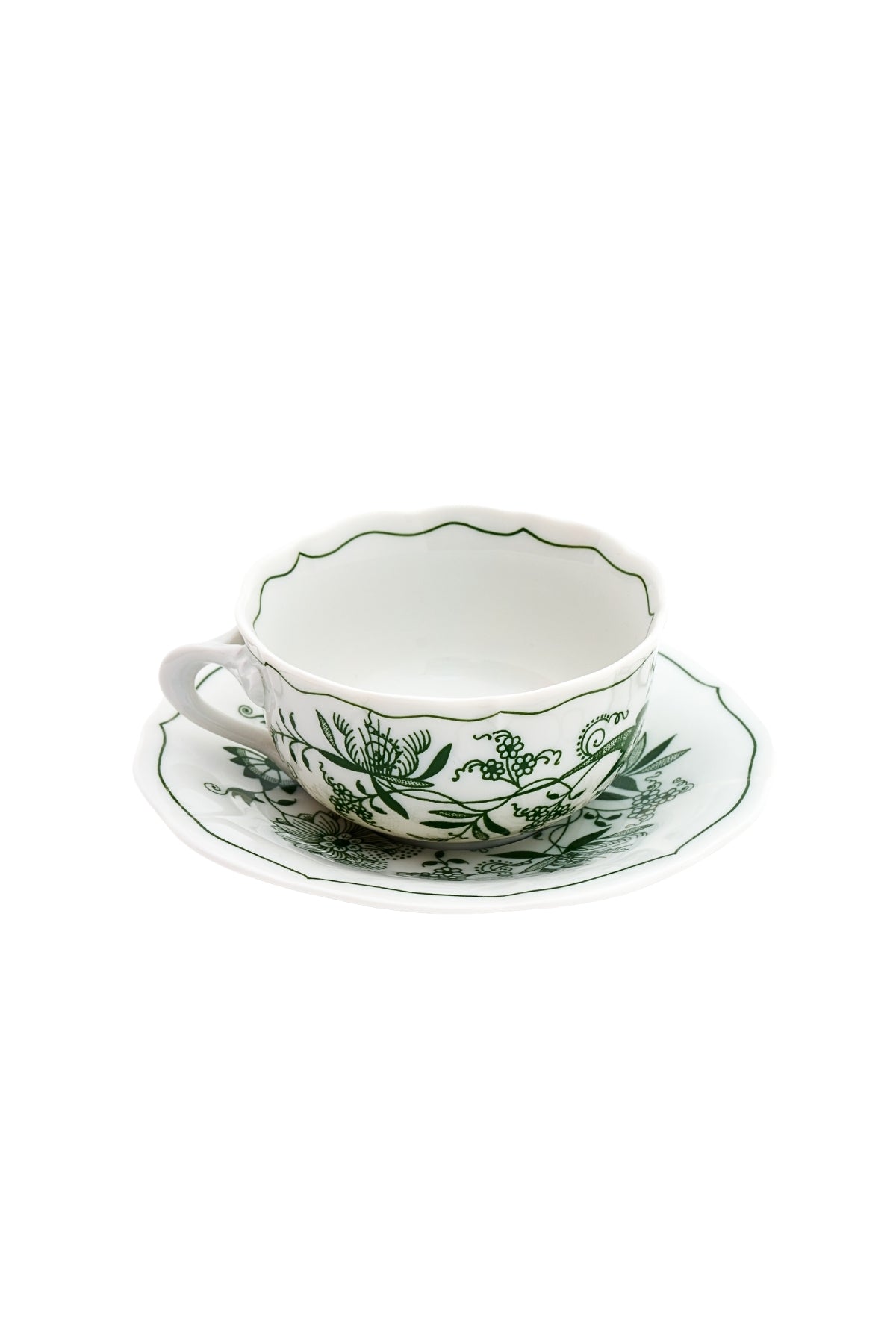 CESKY PORCELAN DUBİ 1860 Cibulak Fincan ve Fincan Tabağı Yeşil