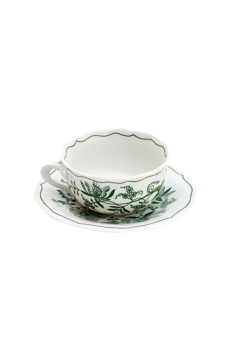 CESKY PORCELAN DUBİ 1860 Cibulak Fincan ve Fincan Tabağı Yeşil