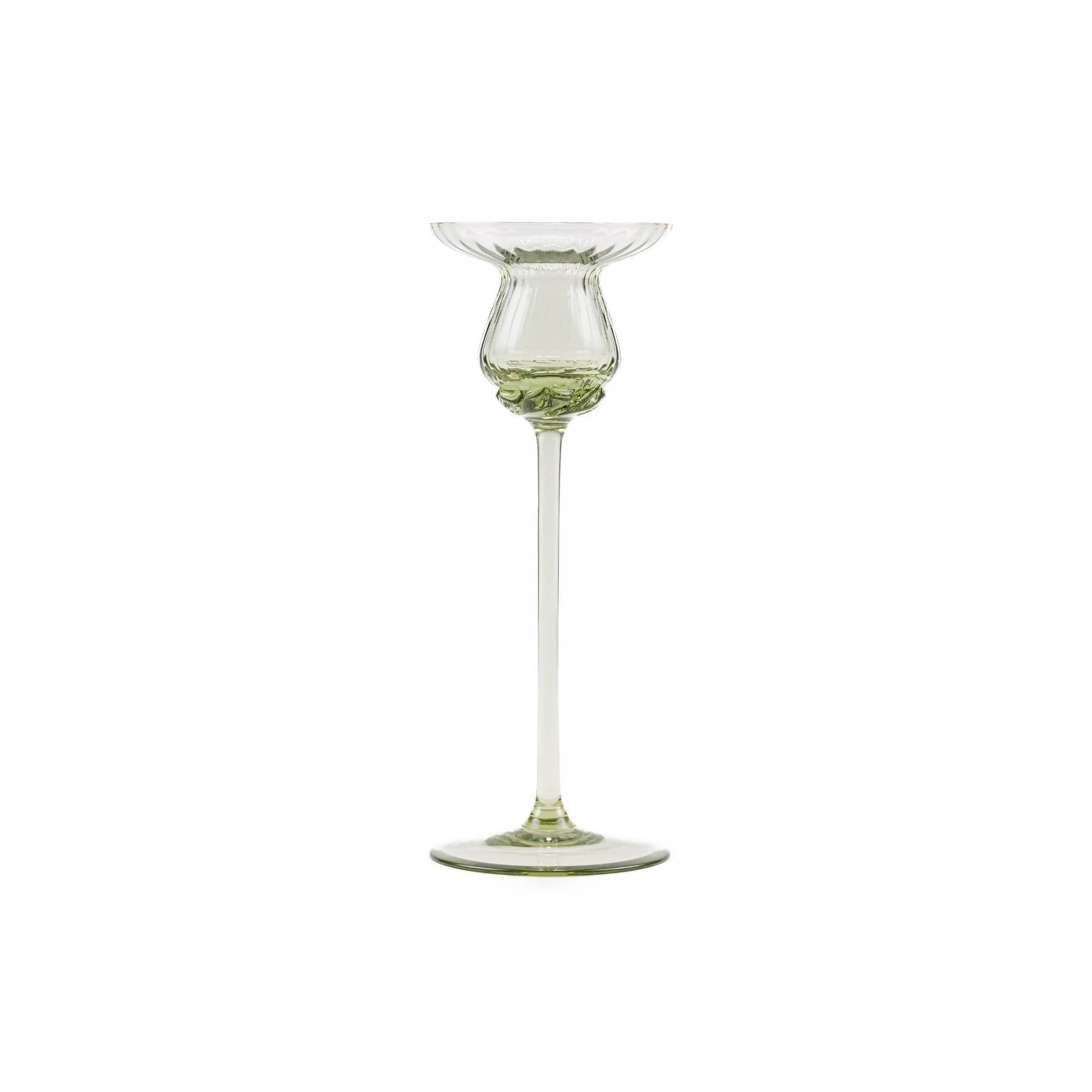 Elsa Crystal Bubble Tulipan Candle Holder, Çizgili Mumluk, Olivegreen, 20 cm