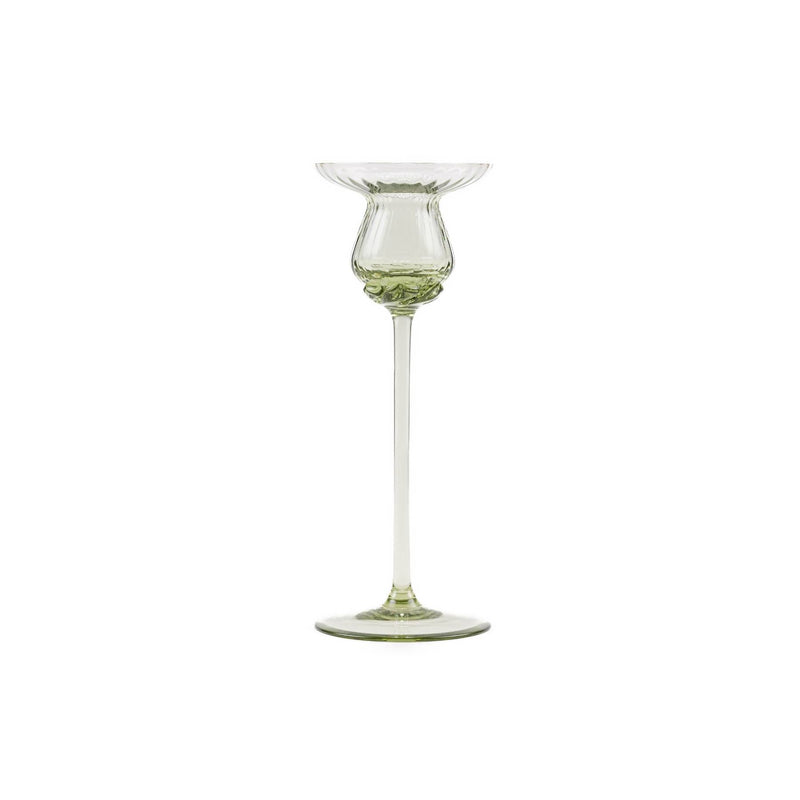 Elsa Crystal Bubble Tulipan Candle Holder, Çizgili Mumluk, Olivegreen, 20 cm
