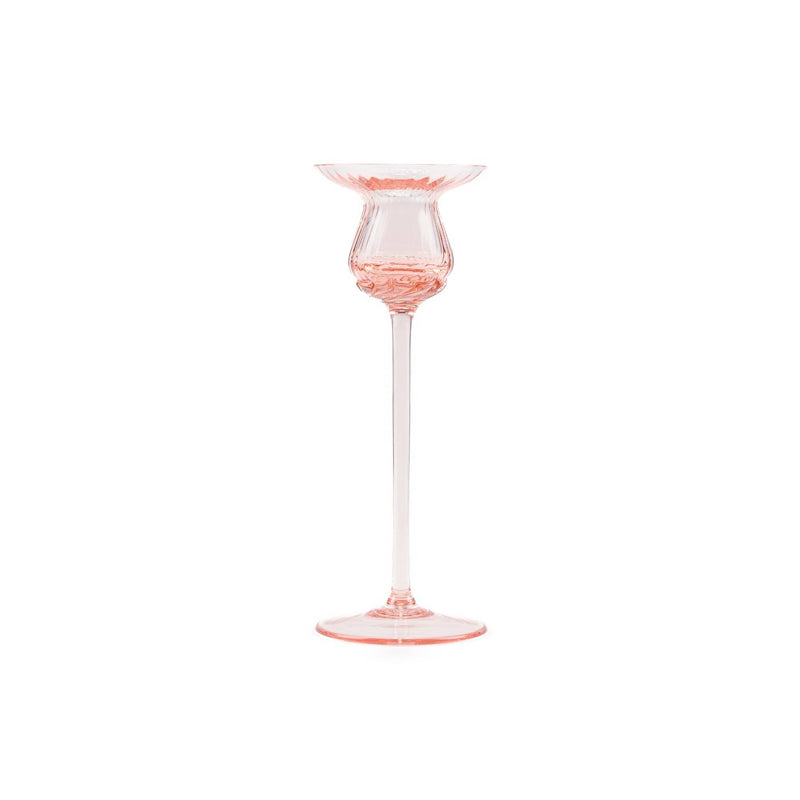 Elsa Crystal Bubble Tulipan Candle Holder, Çizgili Mumluk, Rosa, 20 cm