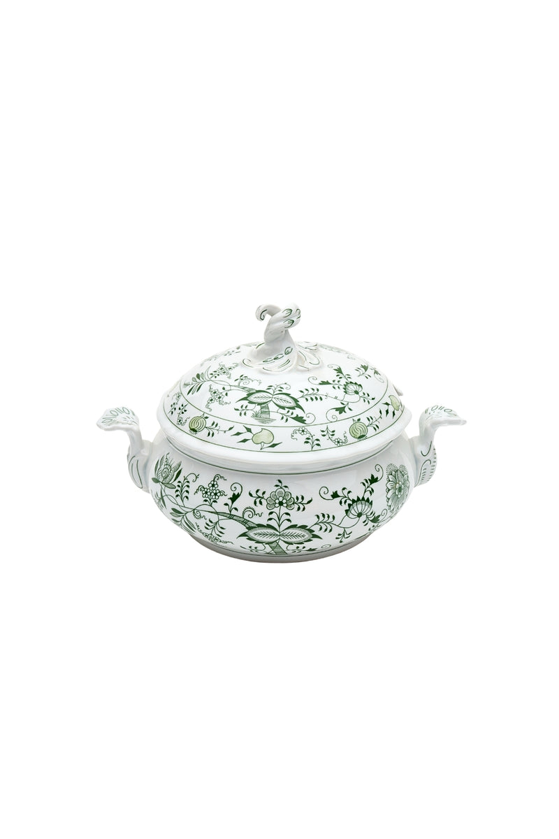 CESKY PORCELAN DUBİ 1860 Cibulak Yuvarlak Çorba Tenceresi Yeşil