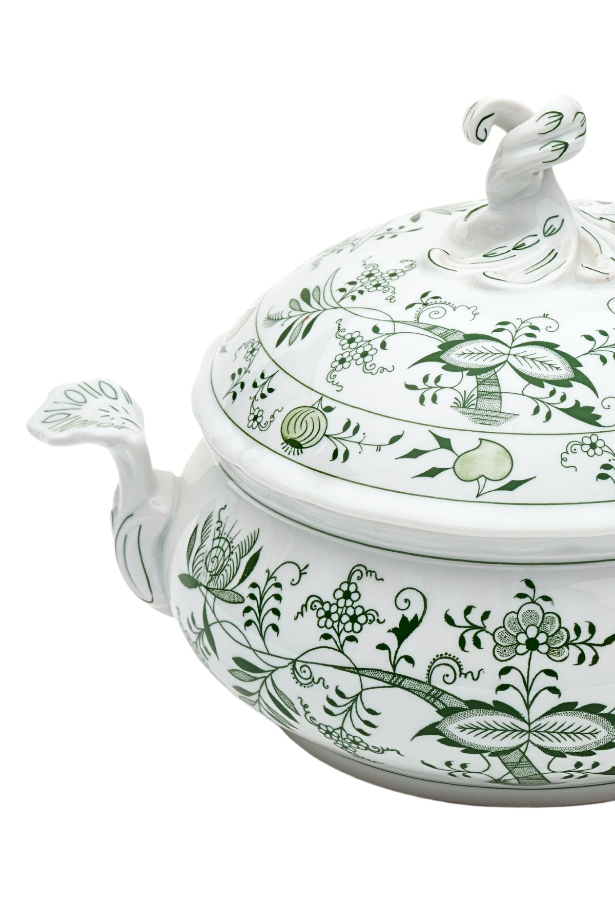 CESKY PORCELAN DUBI 1860 Cibulak Round Soup Pot Green