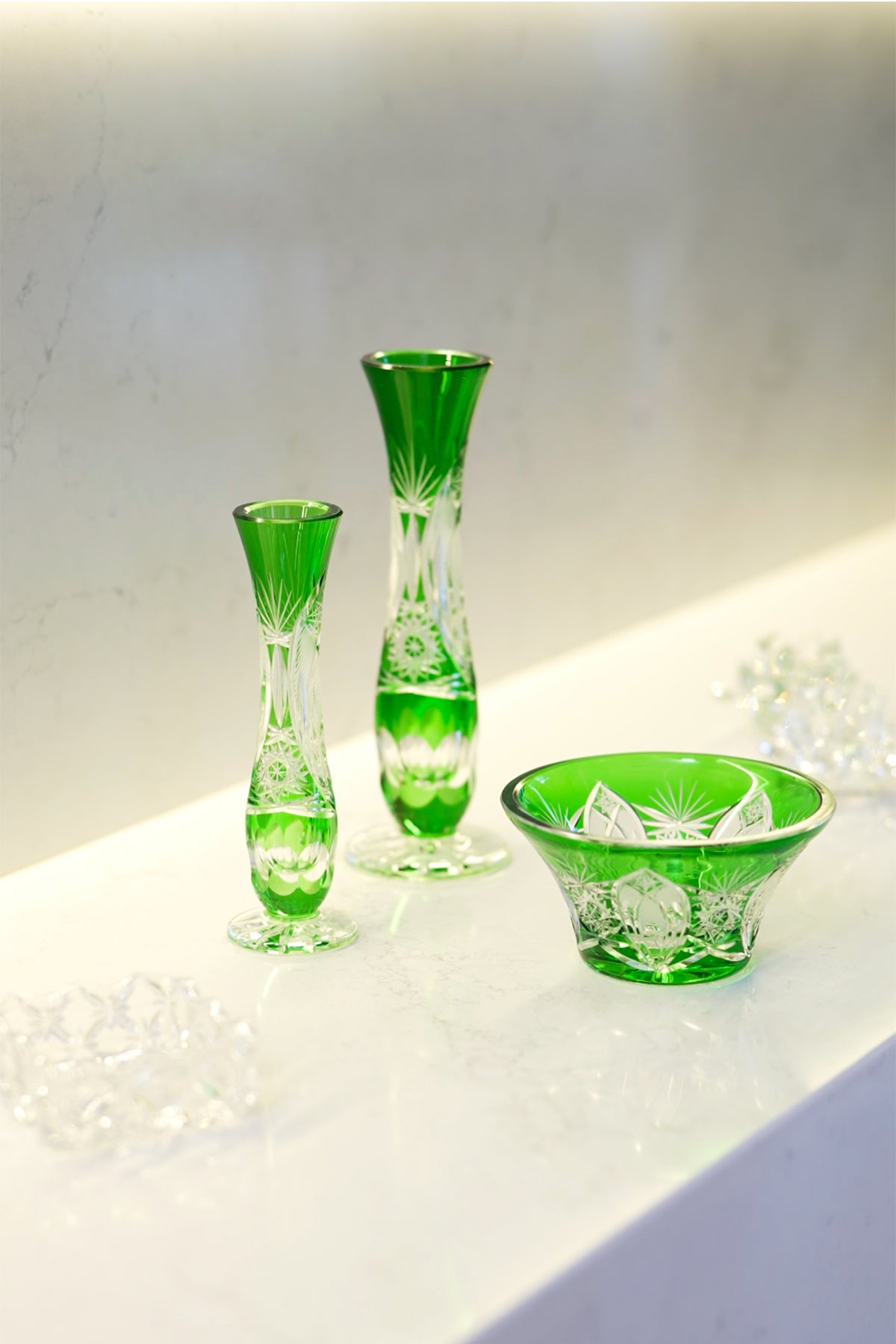 ELSA CRYSTAL Bohemia Lunaria Küçük Vazo Yeşil