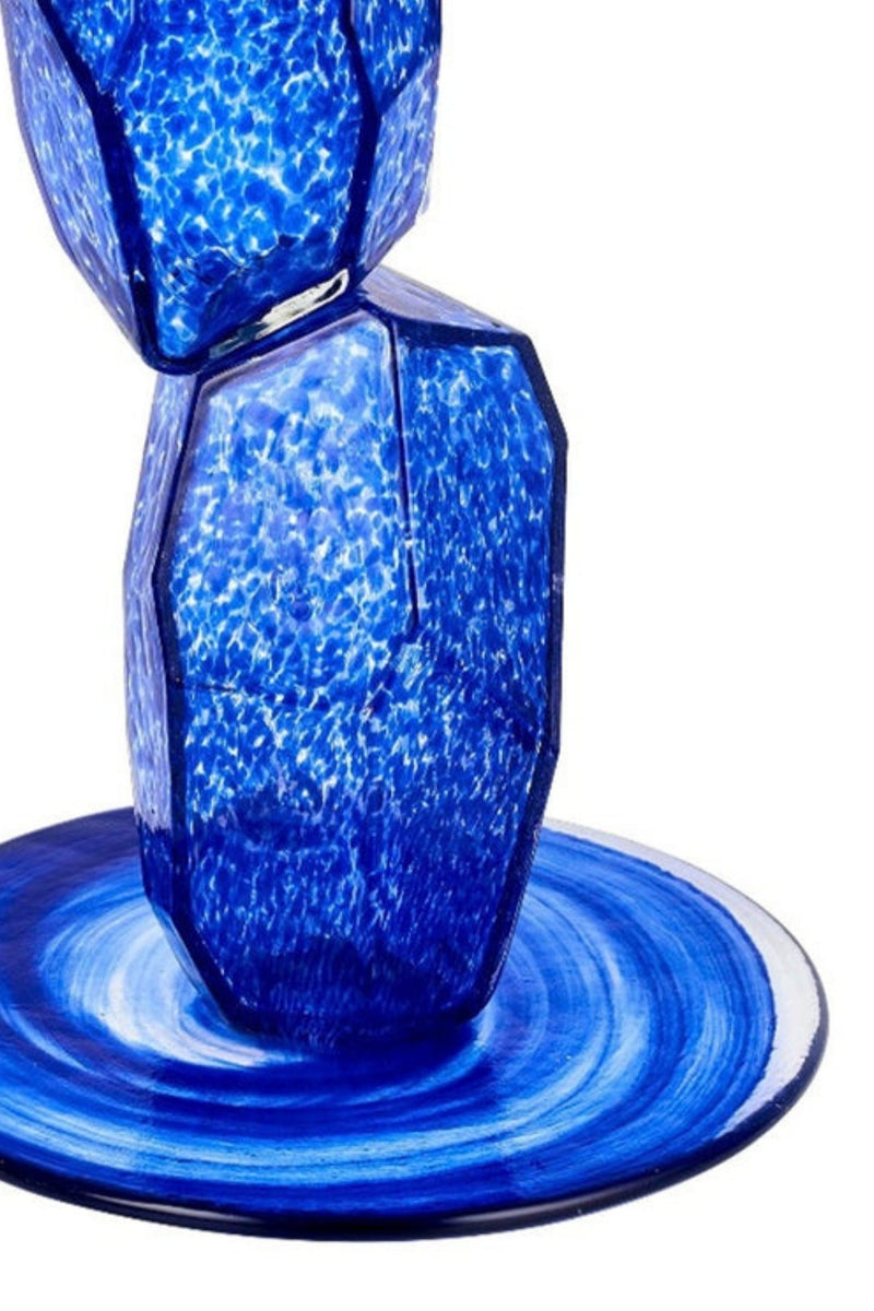 ELSA CRYSTAL Bohemia Renkli Cam Sehpa Mavi